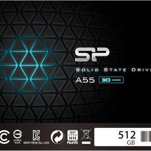 Silicon Power SSD 512Go 3D NAND A55 SLC Cache Performance Boost 2.5 pouces SATA III 7mm (0.28") Interne SSD